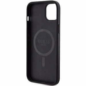 Guess 4G Collection nahka Metal Logo MagSafe kotelo iPhone 15/14/13 - musta
