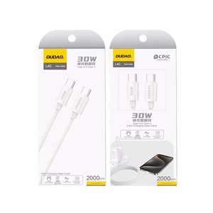 Dudao L4C USB-C / USB-C 30W kaapeli 1.2m - valkoinen