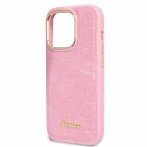 Guess Croco Collection Suojakuori iPhone 14 Pro:lle - vaaleanpunainen