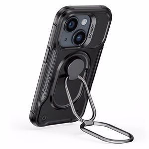 Joyroom Dual sarana tapauksessa iPhone 14 panssaroitu tapauksessa jalusta ja rengas haltija musta
