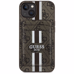 Guess 4G Stripes suojakuori MagSafe-lompakolla iPhone 15:lle - ruskea