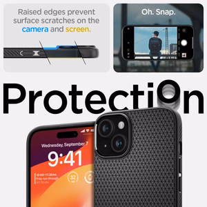 Spigen Liquid Air Suojakuori iPhone 15 Plus 6,7:lle - matta musta