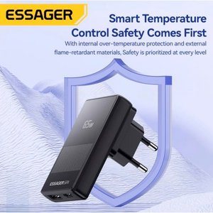 Charger Essager "Ultra Thin" Black 65W (PD / QC3.0)