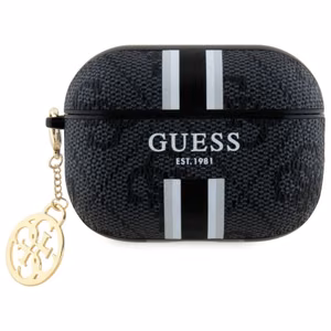 Guess GUAP2P4RPSK AirPods Pro 2 (2022/2023) kotelo musta/musta 4G Printed Stripes Charm