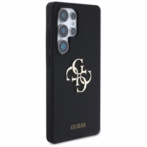 Guess Silikoninen Big 4G Logo Bottom Script Suojakuori Samsung Galaxy S25 Ultralle - musta