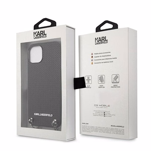 Karl Lagerfeld KLHCP13SPMK iPhone 13 mini 5,4 "kovakotelo musta / musta nahka kuvioitu ja ketju