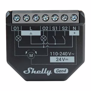 Shelly 2PM Gen4 kaksoisrele WiFi energianmittauksella