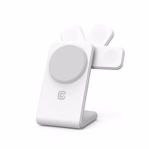 Crong MagSpot Pivot Stand 3-in-1 MagSafe-compatible wireless charger for iPhone, Apple Watch and AirPods, white