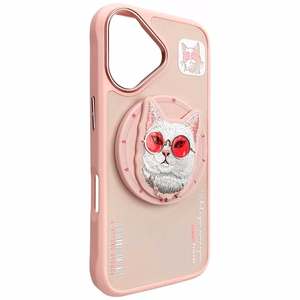 Nimmy Glasses Cool Cat MagSafe Suojakuori iPhone 16:lle - vaaleanpunainen