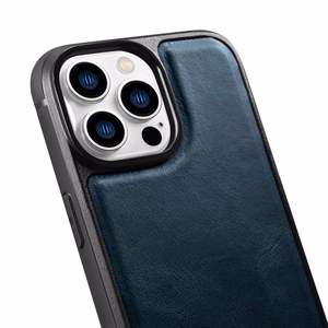iCarer Nahka öljy vaha tapauksessa iPhone 14 Pro Max nahkakotelo sininen (WMI14220720-BU)