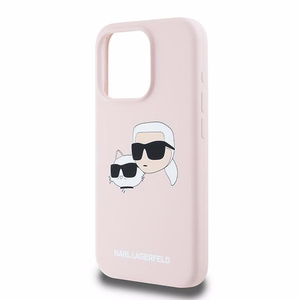 Karl Lagerfeld Silikoninen Karl & Choupette MagSafe Suojakuori iPhone 15 Prolle - vaaleanpunainen
