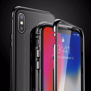 Wozinsky Full Magnetic Case Full Body etu- ja takakuori sisäänrakennettu lasi Vivo X60 musta läpinäkyvä musta läpinäkyvä