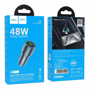 Autolaturi Hoco USB A + USB C PD QC3.0 48W Z60 musta