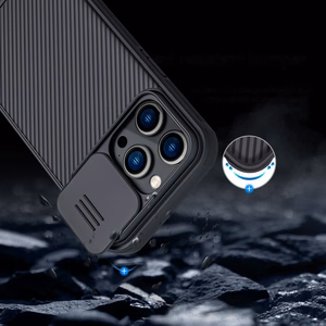 Nillkin CamShield Pro Case iPhone 14 Pro panssaroitu suojus kameran suojus sininen