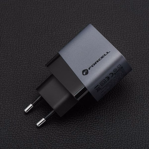 Puhelimen laturi Forcell F-Energy GaN USB C + USB A QC4.0 PD 4A 45W VT-39 harmaa