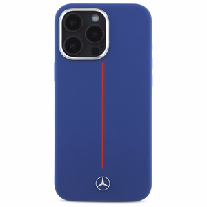 Mercedes Silikoninen Red Stripe MagSafe suojakuori iPhone 16 Pro Max:lle - tummansininen