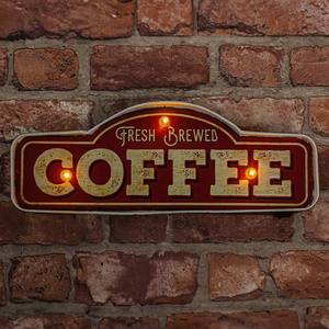 RETRO metallikyltti LED Fresh Brewed Coffee Forever Light