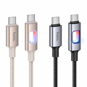 LED-kaapeli USB-C – USB-C Hoco 3A 60W 1,2 m U144, musta