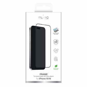 Puro Frame Tempered Glass with frame for iPhone 16