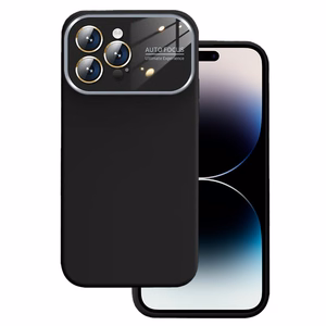 Pehmeä silikonisuojakuori linssillä iPhone 15 Plus:lle - musta