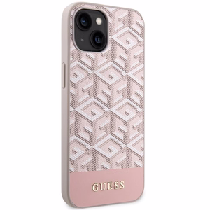 Guess case for iPhone 14 6,1" GUHMP14SHGCFSEP pink harcase Magsafe Gcube PU Stripes