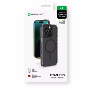 AmazingThing Titan Pro Mag Suojakuori Magneettisella Renkaalla iPhone 16 Pro Max:lle - musta