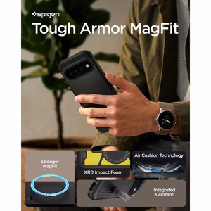 Spigen Tough Armor Mag MagSafe -suojakuori Google Pixel 11 Pro XL -mallille, musta