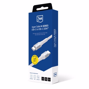 3mk Hyper Cable N-SERIES USB-C / USB-C 1m 20V/5A 100W - valkoinen