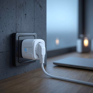GreenBlue Remote-Controlled WiFi Outlet, Android/iOS/Alexa/Google Home, Timer, Wattmeter, Max 16A/3840W, GB735 W