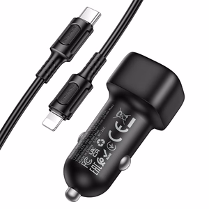 Borofone BZ34A Cloud -autolaturi - Type C - PD 20W ja Type C - Lightning -kaapeli, musta