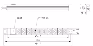 EnerGenie EG-PDU-10C132C19 – 1U PDU, 10× C13, 16 A, C20-pistoke ja 2 m kaapeli, musta