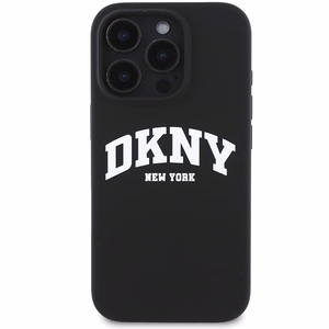DKNY Silikoninen Valkoinen Painettu Logo MagSafe Suojakuori iPhone 16 Pro Max:lle - Musta