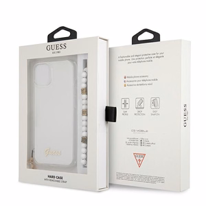 Guess GUHCP13SKPSWH iPhone 13 mini 5.4" läpinäkyvä kovakotelo Valkoinen helmi