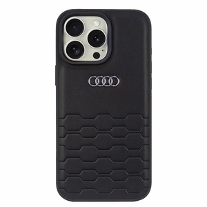Audi Synteettinen Nahka iPhone 16 Pro Max 6.9" Musta/Musta Kova Suojakuori AU-TPUPCIP16PM-GT/D2-BK