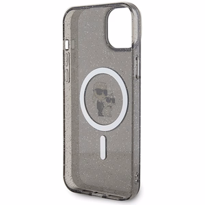 Karl Lagerfeld Karl&Choupette Glitter MagSafe Suojakuori iPhone 15 Plus:lle - musta