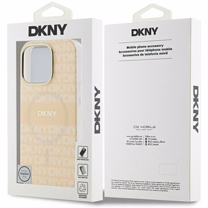 DKNY Repeat Texture Pattern Stripe MagSafe iPhone 16 Pro:lle Suojakuori - Vaaleanpunainen