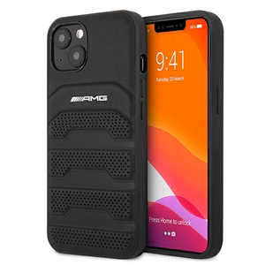 AMG Nahka Debossed Lines kotelo iPhone 13 mini - musta