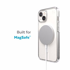 Speck Presidio Perfect-Clear + MagSafe suojakuori iPhone 15 Plus / 14 Plus -laitteelle, läpinäkyvä