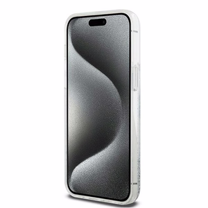 DKNY suojakuori iPhone 15 Pro Max 6,7' DKHCP15XLBNAET valkoinen HC nestemäiset kimalteet kaarilogolla