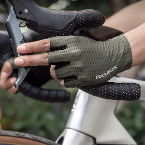 Rockbros Breathable Short Finger Cycling Gloves, Size: L - Green