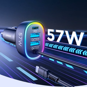 Joyroom fast car charger 4 in 1 PD, QC3.0, AFC, FCP with Lightning cable 1.6m 57W black (JR-CL20)