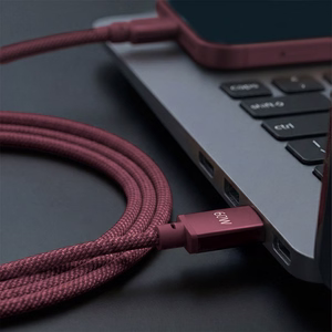 Forever Vibe kaapeli USB-C - USB-C 1,0 m 60W viininpunainen