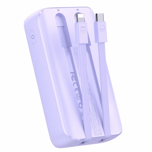 Joyroom JR-PBC07 20000mAh 30W mini-virtapankki USB-C- ja Lightning-kaapeleilla - violetti