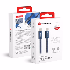 Kaapeli USB-C - USB-C Forcell F-Energy QC4.0 PD 3A 60 W Cafule Color 1,2 m ACYH23 tummansininen