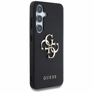 GUESS Grained Big 4G Logo Small Classic Logo Suojakuori Samsung Galaxy S25 Plus Musta