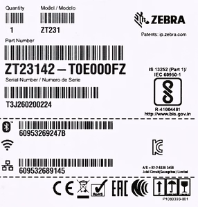 Zebra ZT231 – lämpösiirtotulostava tarratulostin, 203 × 203 dpi, 305 mm/s, langallinen ja langaton, Ethernet ja Bluetooth