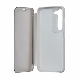 Fold Mirror View Suojakuori Samsung Galaxy A14 4G / A14 5G:lle hopeinen