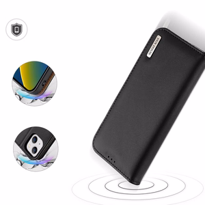 Dux Ducis Hivo Nahka Flip Cover Aitoa nahkaa Lompakko korteille ja asiakirjoille iPhone 14 Plus Musta