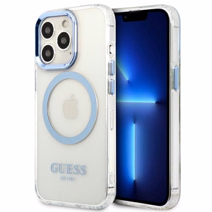 Guess GUHMP13LHTRMB iPhone 13 Pro / 13 6.1" sininen kovakuori Metal Outline MagSafe