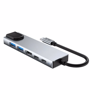 Tech-Protect HB02 HUB Adapter 6in1 USB-C + USB2.0 + USB3.0 + HDMI 4K 30Hz + RJ45 + PD100W - gray